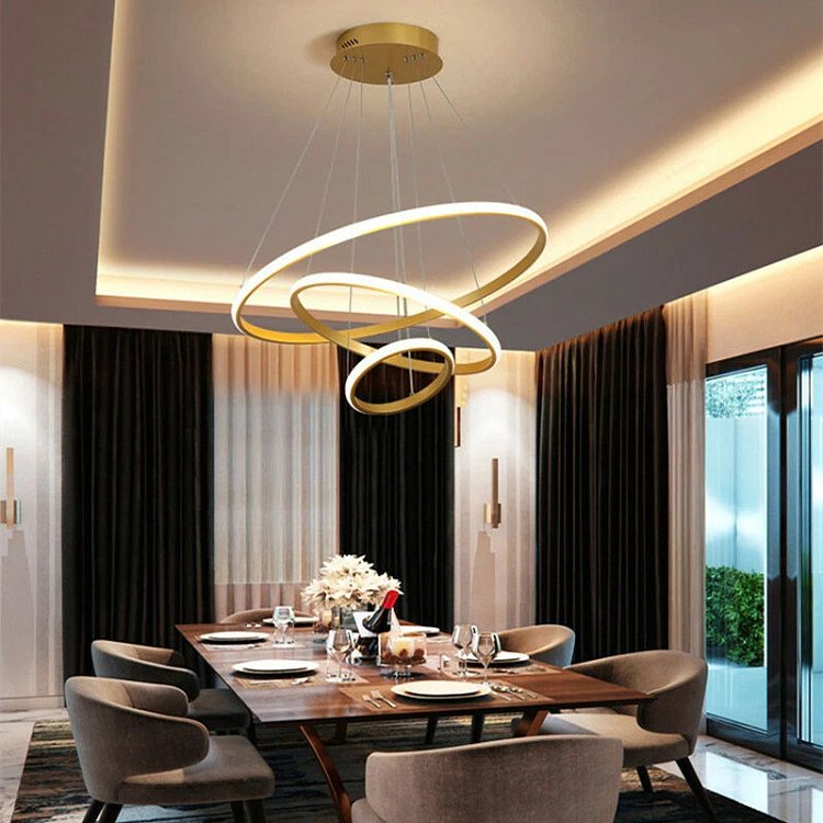 Φωτιστικό οροφής Rings pakoworld led μέταλλο χρυσό Φ60x100εκ 342-000129