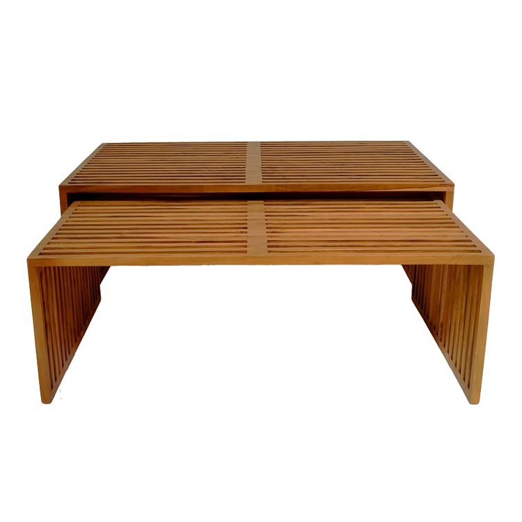 Τραπέζι Tinnie pakoworld σετ 2τεμ teak ξύλο σε φυσική απόχρωση 343-000027