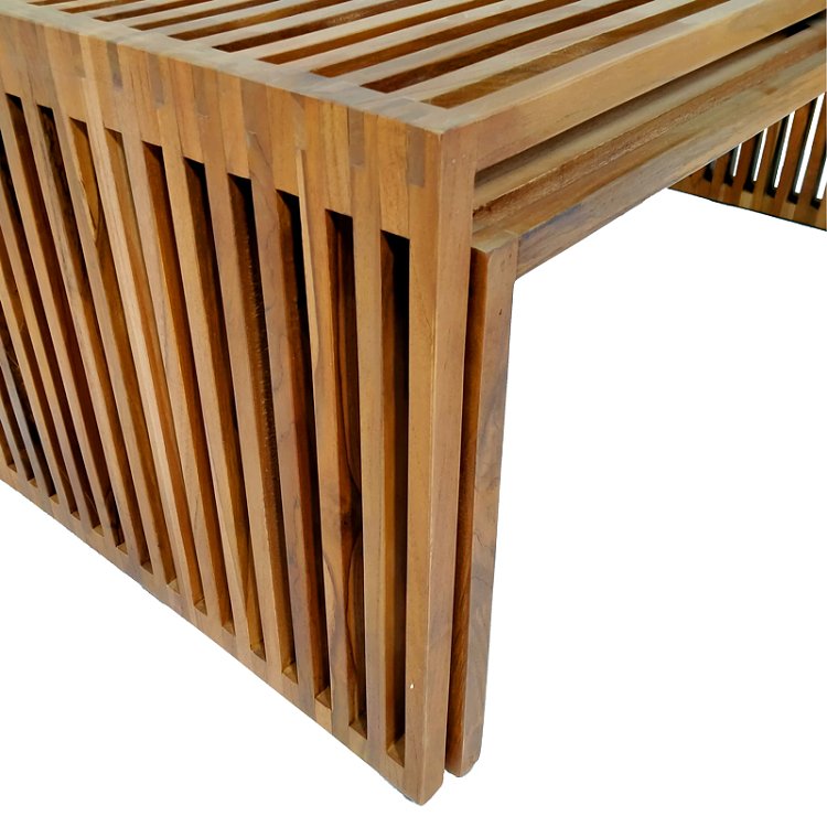 Τραπέζι Tinnie pakoworld σετ 2τεμ teak ξύλο σε φυσική απόχρωση 343-000027