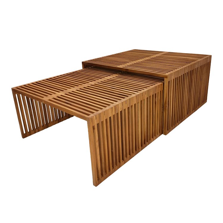 Τραπέζι Tinnie I pakoworld σετ 2τεμ teak ξύλο σε φυσική απόχρωση 343-000028