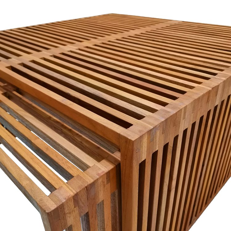 Τραπέζι Tinnie I pakoworld σετ 2τεμ teak ξύλο σε φυσική απόχρωση 343-000028