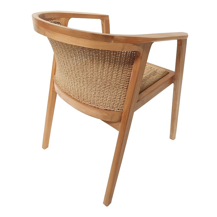 Πολυθρόνα Granny pakoworld teak wood και συνθετικό σχοινί σε φυσική απόχρωση 60x60x82εκ 343-000034