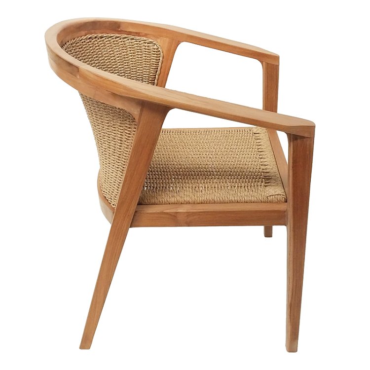Πολυθρόνα Granny pakoworld teak wood και συνθετικό σχοινί σε φυσική απόχρωση 60x60x82εκ 343-000034