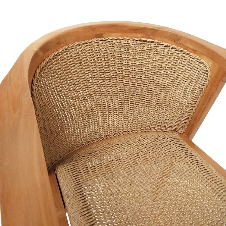Πολυθρόνα Granny pakoworld teak wood και συνθετικό σχοινί σε φυσική απόχρωση 60x60x82εκ 343-000034