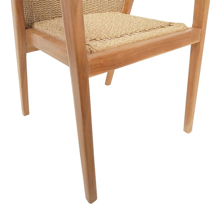 Πολυθρόνα Granny pakoworld teak wood και συνθετικό σχοινί σε φυσική απόχρωση 60x60x82εκ 343-000034