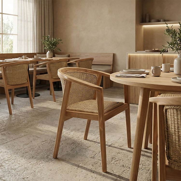 Πολυθρόνα Granny pakoworld teak wood και συνθετικό σχοινί σε φυσική απόχρωση 60x60x82εκ 343-000034