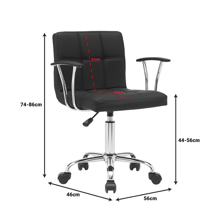 Καρέκλα γραφείου Buleco pakoworld pu σε μαύρη απόχρωση 56x46x74-86εκ 360-000007