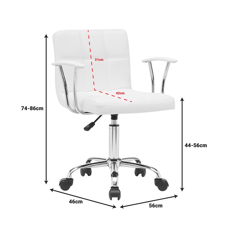 Καρέκλα γραφείου Buleco pakoworld pu σε λευκή απόχρωση 56x46x74-86εκ 360-000008