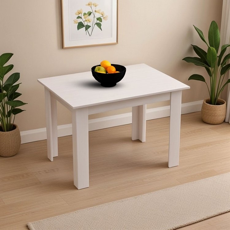 Τραπέζι Manka pakoworld σε λευκή απόχρωση 110x80x77εκ 361-000001