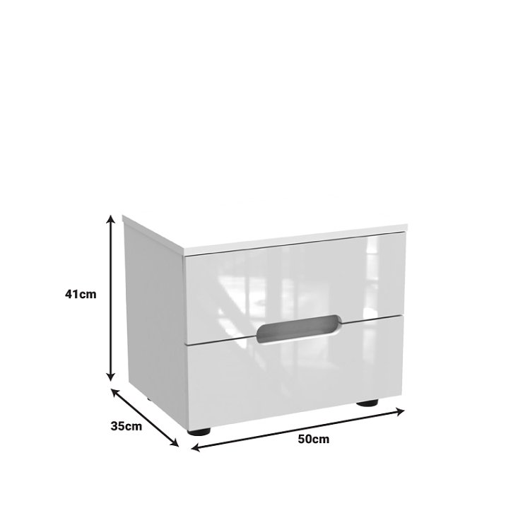 Κομοδίνο Afina pakoworld mdf σε λευκή glossy απόχρωση 50x35x41εκ 361-000019