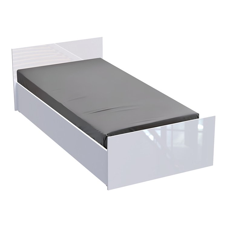 Κρεβάτι μονό Afina pakoworld σε λευκή glossy απόχρωση 90x200εκ 361-000020