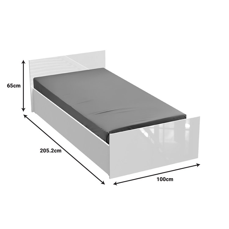 Κρεβάτι μονό Afina pakoworld σε λευκή glossy απόχρωση 90x200εκ 361-000020