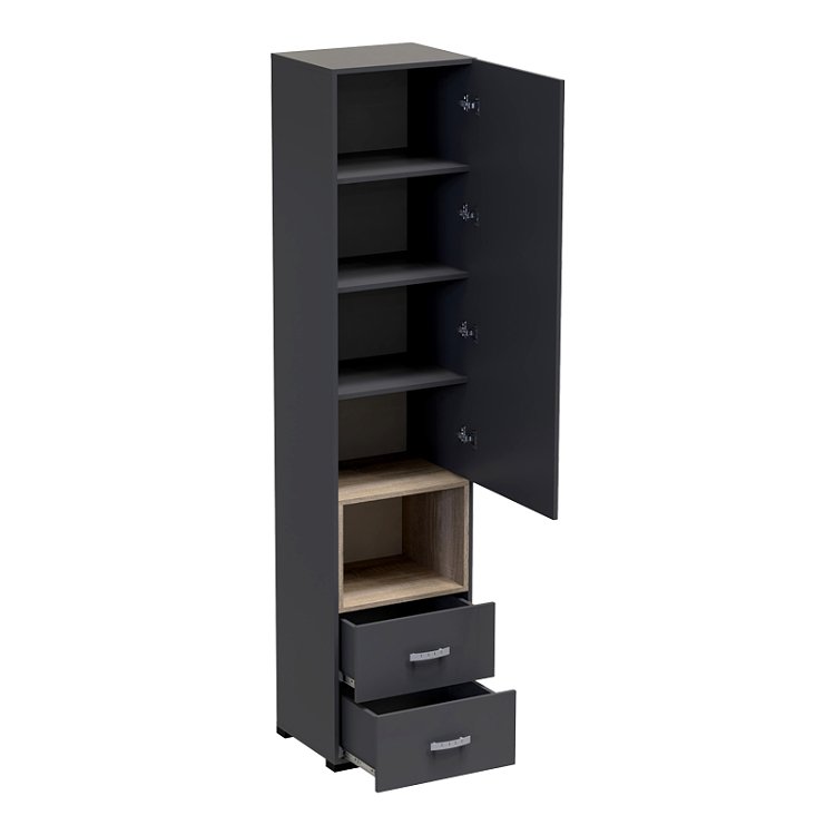 Βιτρίνα-στήλη Toscana pakoworld σε ανθρακί απόχρωση 50x42x222.5εκ 361-000022