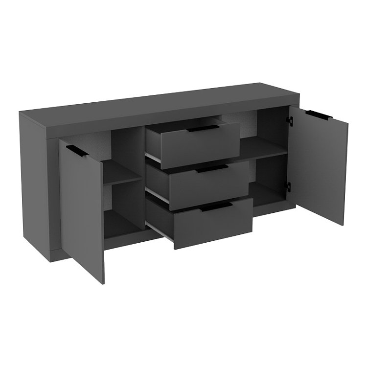 Μπουφές Doha pakoworld σε ανθρακί απόχρωση 180x45x80.5εκ 361-000072