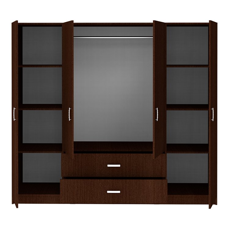 Ντουλάπα τετράφυλλη Royal pakoworld με συρτάρια wenge 200x58x177εκ 361-000113