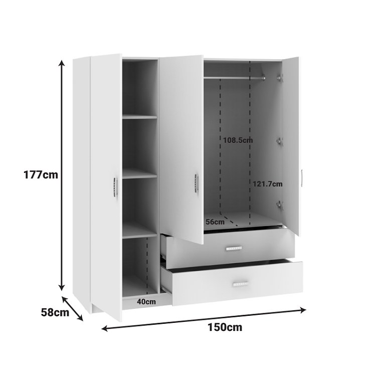 Ντουλάπα τρίφυλλη Royal pakoworld με συρτάρια sonoma 150x58x177εκ 361-000116
