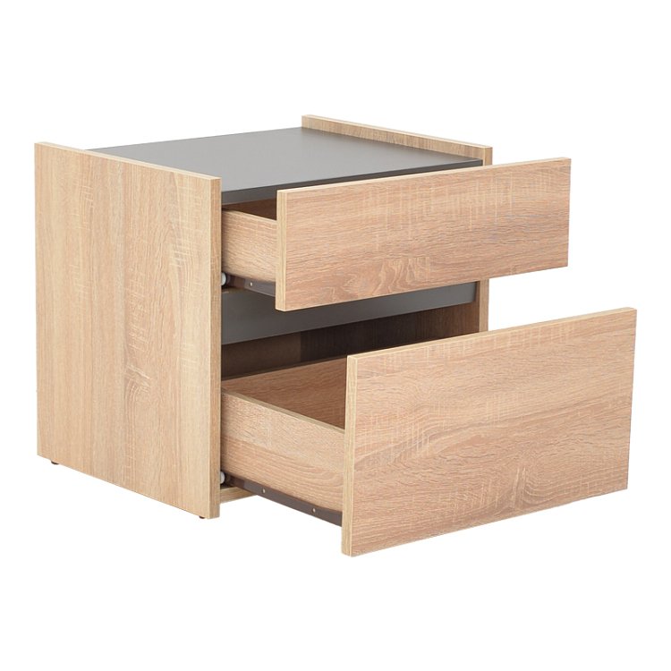 Κομοδίνο Comcie pakoworld σε φυσικό με γκρι απόχρωση 50x42x45.5εκ 362-000001