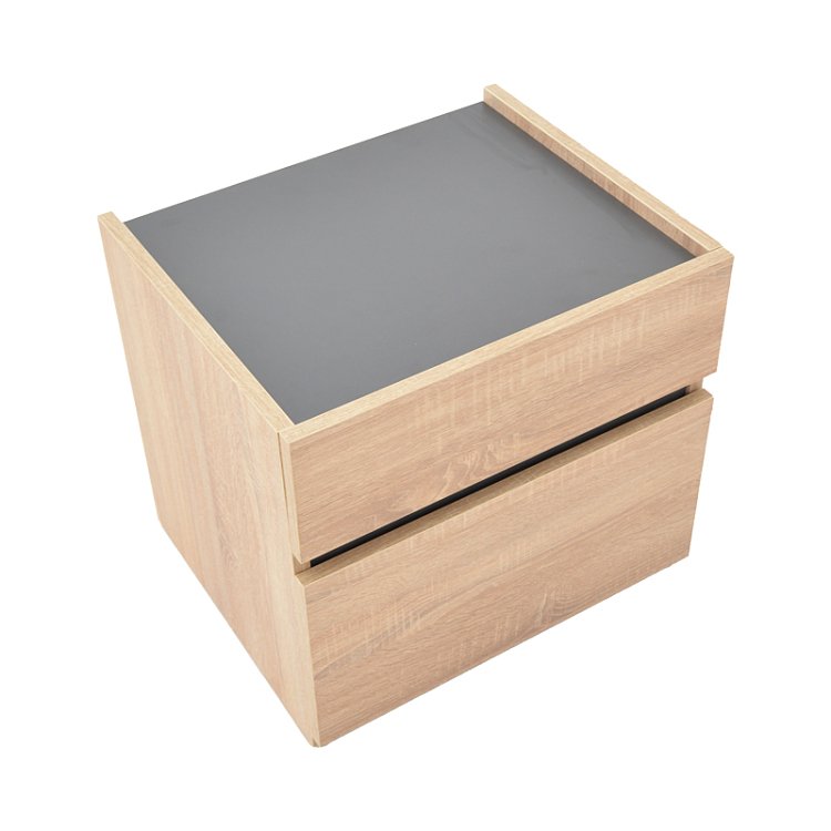 Κομοδίνο Comcie pakoworld σε φυσικό με γκρι απόχρωση 50x42x45.5εκ 362-000001