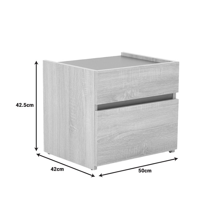Κομοδίνο Comcie pakoworld σε φυσικό με γκρι απόχρωση 50x42x45.5εκ 362-000001