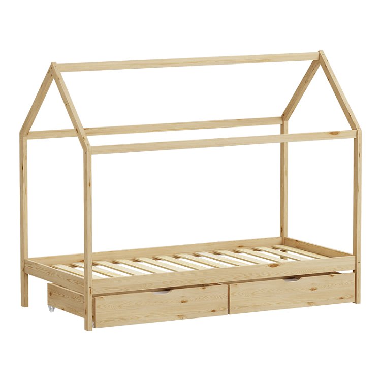 Παιδικό κρεβάτι Mellin τ. Montessori με 2 συρτάρια pakoworld ξύλο πεύκου σε φυσική απόχρωση 90x190εκ 370-000004