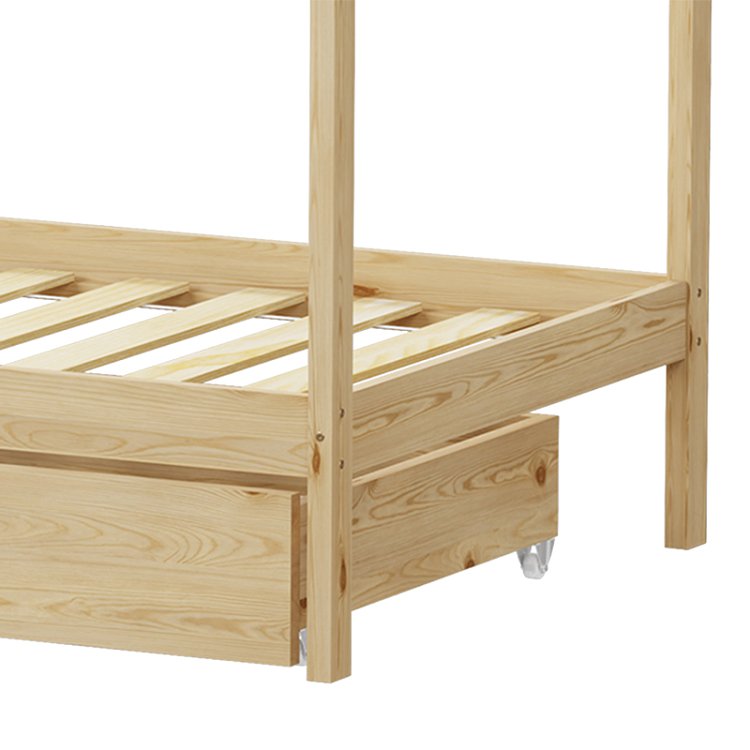Παιδικό κρεβάτι Mellin τ. Montessori με 2 συρτάρια pakoworld ξύλο πεύκου σε φυσική απόχρωση 90x190εκ 370-000004