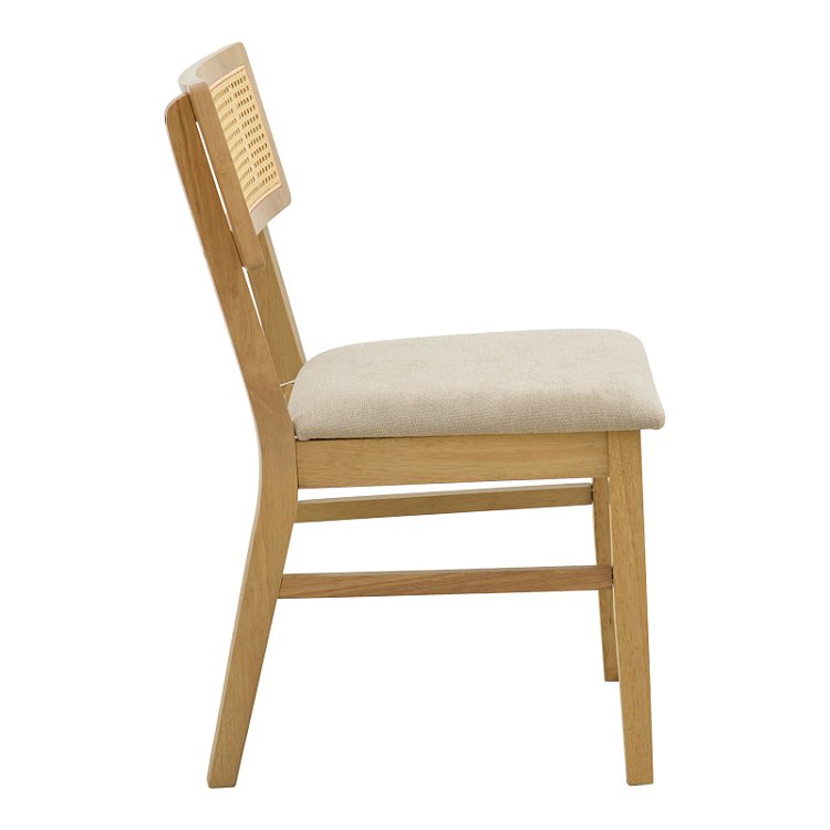 Καρέκλα Raffles pakoworld rubberwood με pe rattan και γκρι μπεζ ύφασμα 47x48x83.5εκ 2τμχ 381-000013