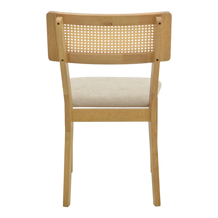 Καρέκλα Raffles pakoworld rubberwood με pe rattan και γκρι μπεζ ύφασμα 47x48x83.5εκ 2τμχ 381-000013