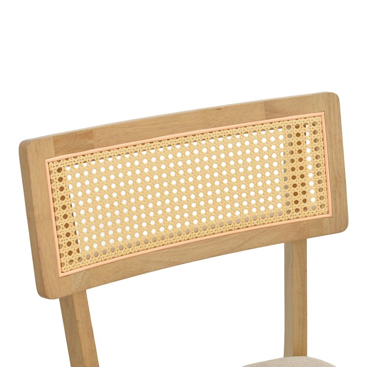 Καρέκλα Raffles pakoworld rubberwood με pe rattan και γκρι μπεζ ύφασμα 47x48x83.5εκ 2τμχ 381-000013