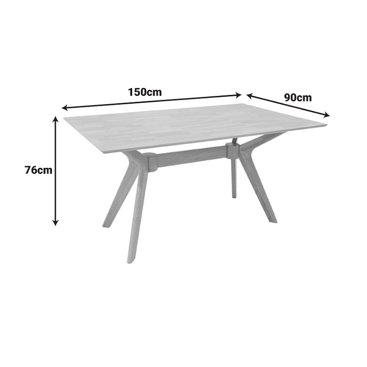 Τραπέζι Raffles pakoworld rubberwood με mdf σε φυσική απόχρωση 150x90x76εκ 381-000014