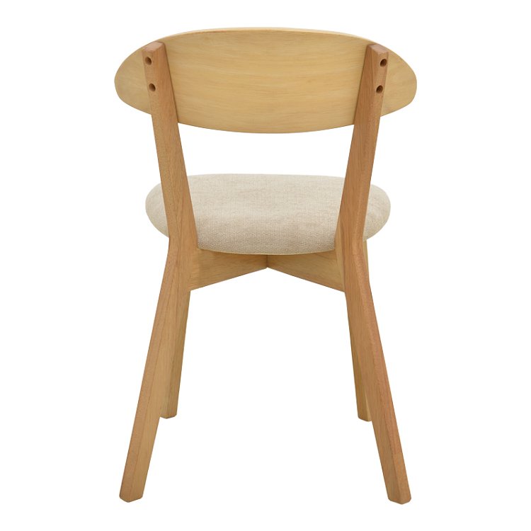 Καρέκλα Canon pakoworld rubberwood σε φυσική απόχρωση με γκρι μπεζ ύφασμα 43x52x83,5εκ 2τμχ 381-000015