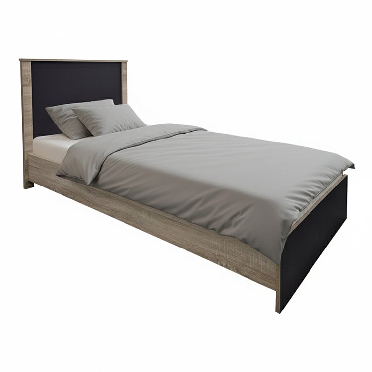 Κρεβάτι Athos pakoworld σε sonoma-ανθρακί απόχρωση 90x190εκ 383-000090
