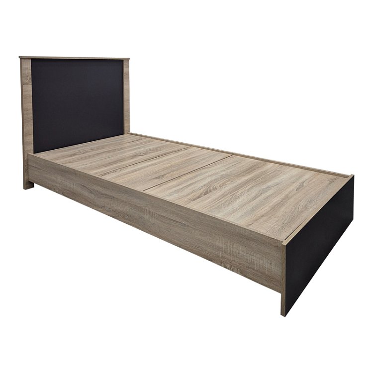 Κρεβάτι Athos pakoworld σε sonoma-ανθρακί απόχρωση 90x190εκ 383-000090