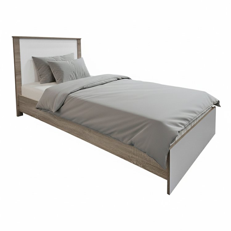 Κρεβάτι Athos pakoworld σε sonoma-λευκό απόχρωση 90x190εκ 383-000091