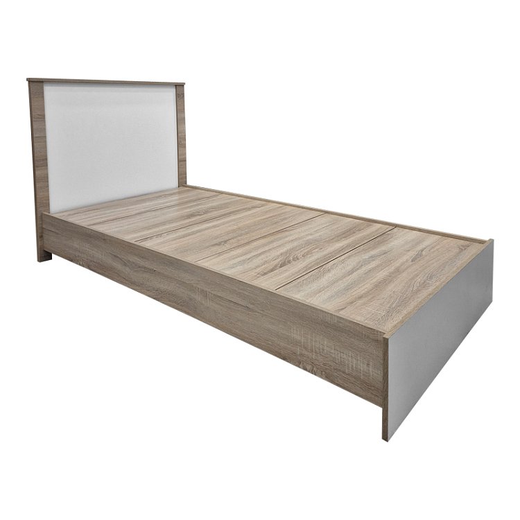 Κρεβάτι Athos pakoworld σε sonoma-λευκό απόχρωση 90x190εκ 383-000091