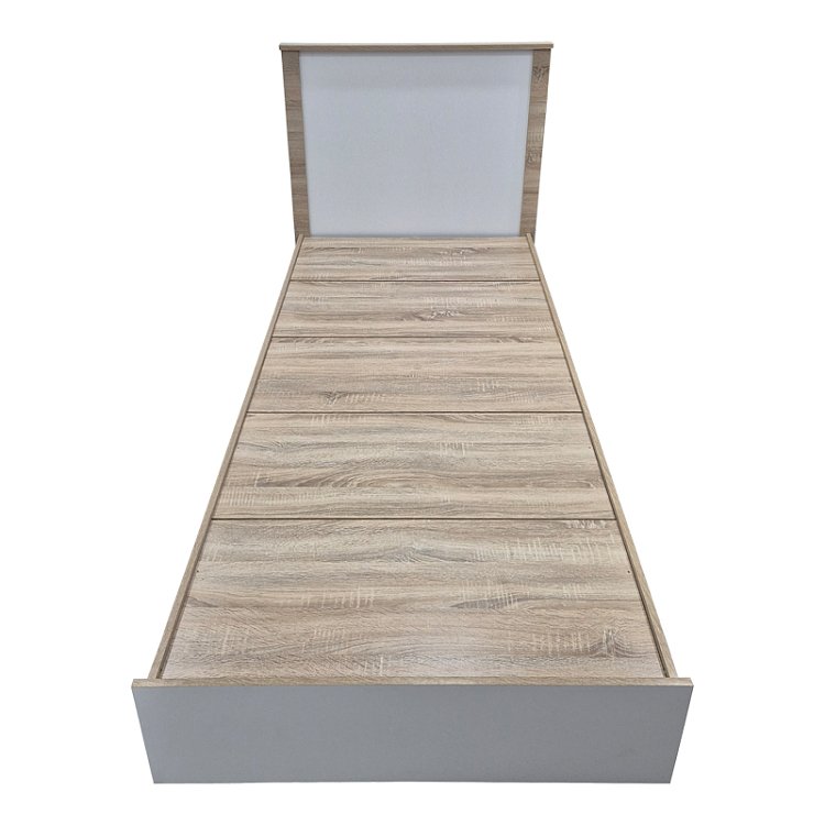 Κρεβάτι Athos pakoworld σε sonoma-λευκό απόχρωση 90x190εκ 383-000091
