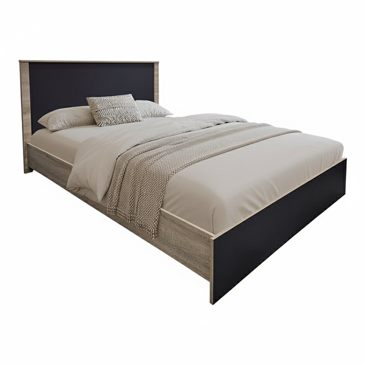 Κρεβάτι Athos pakoworld σε sonoma-ανθρακί απόχρωση 140x200εκ 383-000095