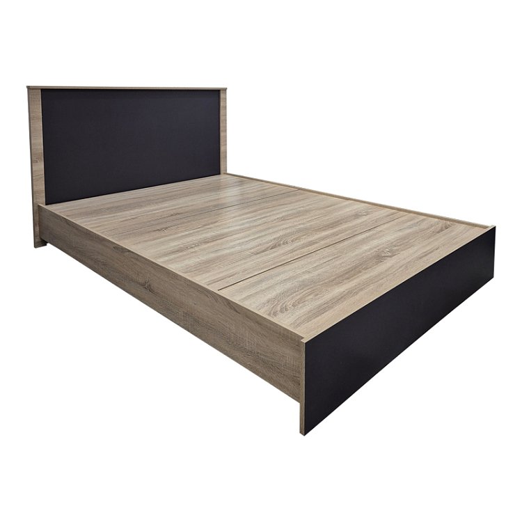 Κρεβάτι Athos pakoworld σε sonoma-ανθρακί απόχρωση 140x200εκ 383-000095