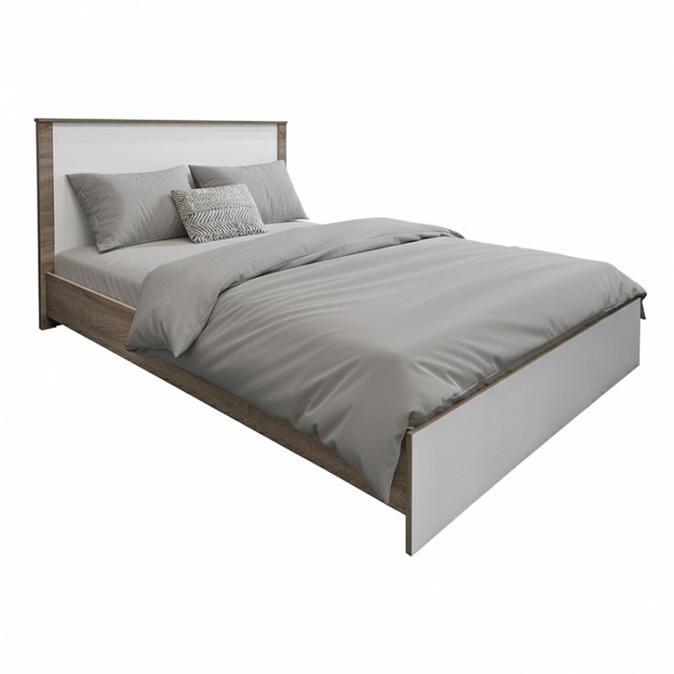 Κρεβάτι Athos pakoworld σε sonoma-λευκή απόχρωση 140x200εκ 383-000096