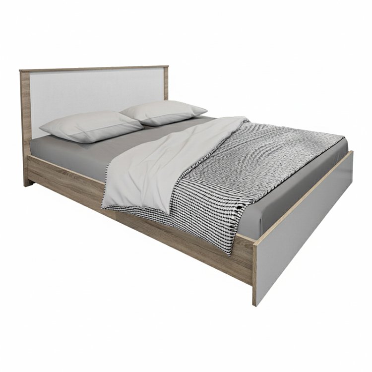 Κρεβάτι Athos pakoworld σε sonoma-λευκό απόχρωση 160x200εκ 383-000101
