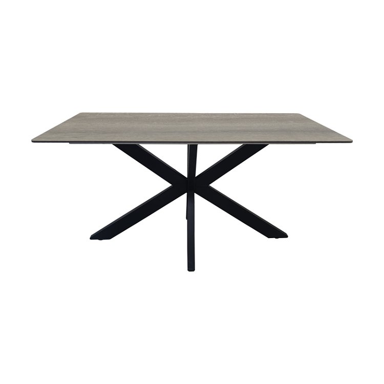 Τραπέζι Bethan pakoworld sonoma με γκρι mdf και μαύρο μέταλλο 160x80x75εκ 390-000031