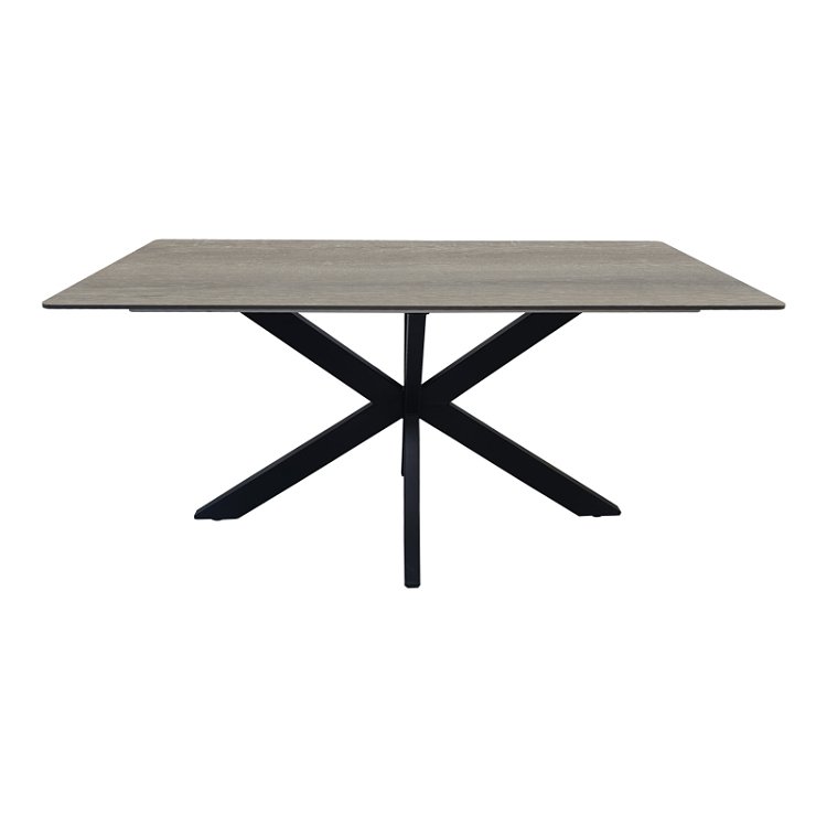 Τραπέζι Bethan pakoworld sonoma με γκρι mdf και μαύρο μέταλλο 180x90x75εκ 390-000032