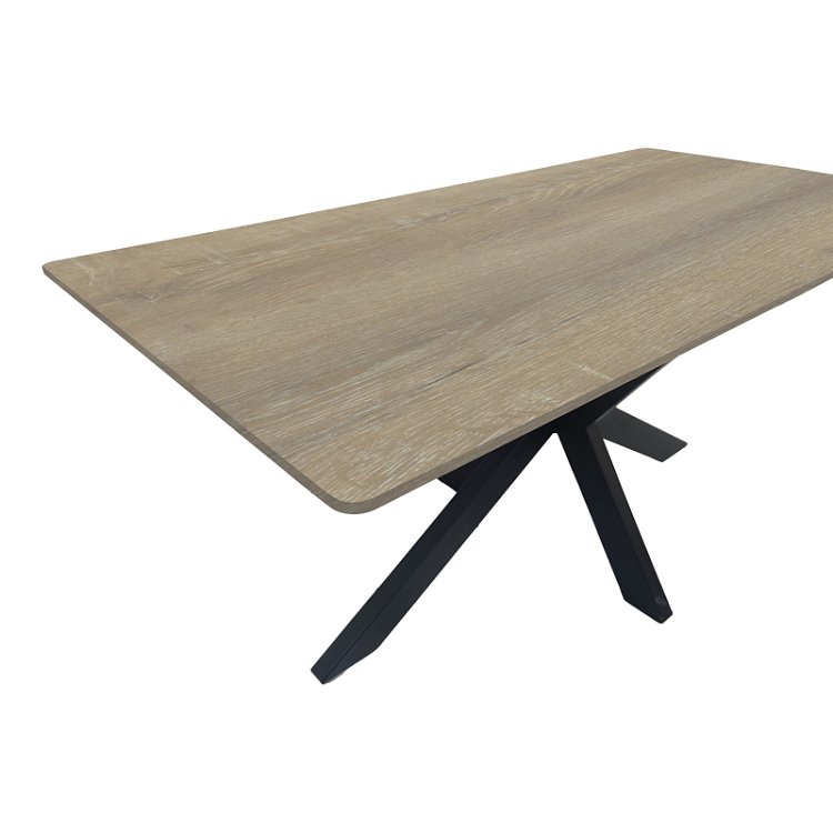 Τραπέζι Bethan pakoworld sonoma με γκρι mdf και μαύρο μέταλλο 180x90x75εκ 390-000032
