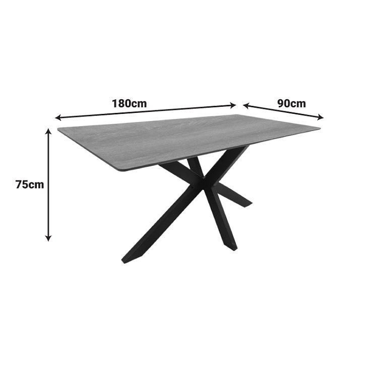Τραπέζι Bethan pakoworld sonoma με γκρι mdf και μαύρο μέταλλο 180x90x75εκ 390-000032