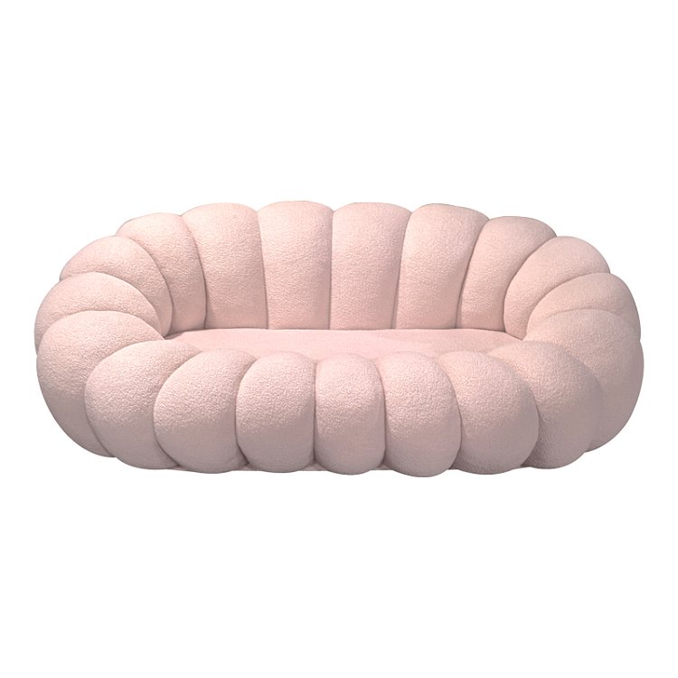 Καναπές Embrace pakoworld μπουκλέ ύφασμα σε ροζ απόχρωση 180x105x65εκ 392-000003
