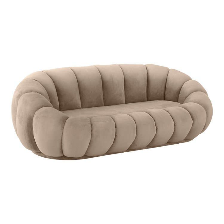 Καναπές Embrace pakoworld βελούδο σε γκρι μπεζ απόχρωση 180x105x65εκ 392-000004