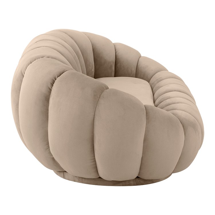 Καναπές Embrace pakoworld βελούδο σε γκρι μπεζ απόχρωση 180x105x65εκ 392-000004