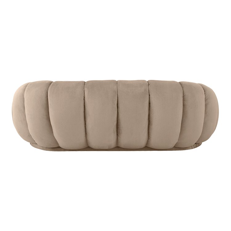 Καναπές Embrace pakoworld βελούδο σε γκρι μπεζ απόχρωση 180x105x65εκ 392-000004