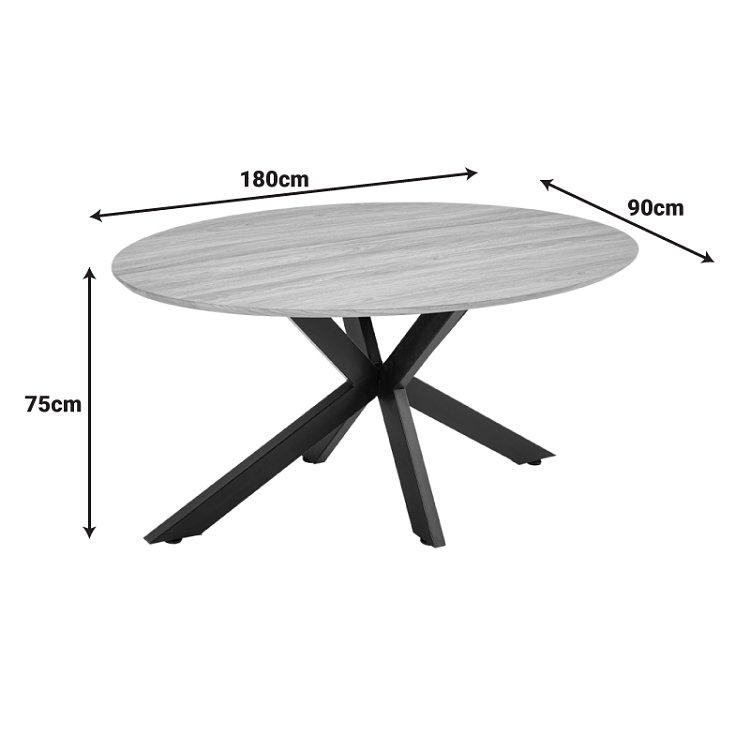 Τραπέζι Makrey pakoworld sonoma mdf- μαύρα μεταλλικά πόδια 180x90x75εκ 392-000022