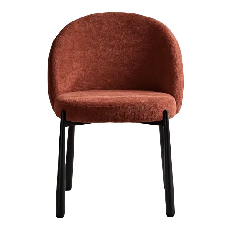 Καρέκλα Denna pakoworld ύφασμα terracotta-μαύρα μεταλλικά πόδια 52x60x85εκ 2τμχ 392-000024