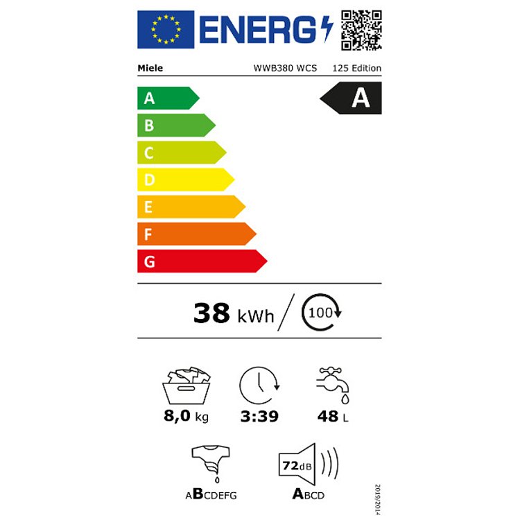 Miele WWB380 WCS 125 Edition Πλυντήριο Ρούχων Λευκό 8kg